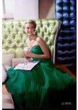 Grace Kelly Emerald Green Chiffon Strapless 1950s Celebrity Formal Evening  Dress