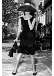 Audrey Hepburn Little Black Fringe Dress in 1950s Movie Breakfast