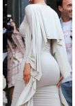Kylie Jenner Inspired White Long-sleeve Cape Celebrity Formal Dress