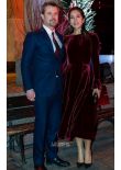 Princess Mary Inspired Burgundy Long-sleeve Velvet Formal Celebrity Dress