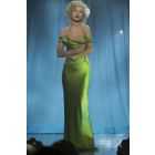 Christina Aquilera Green Off-the-shoulder Satin Formal Prom Dress Burlesque