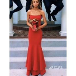 red spaghetti strap dress prom