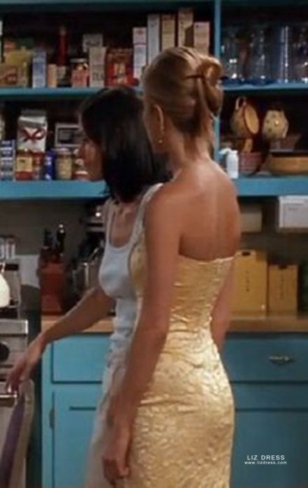 friends season 3 rachel - Google Search  Rachel green, Jennifer aniston  friends, Yellow strapless dress