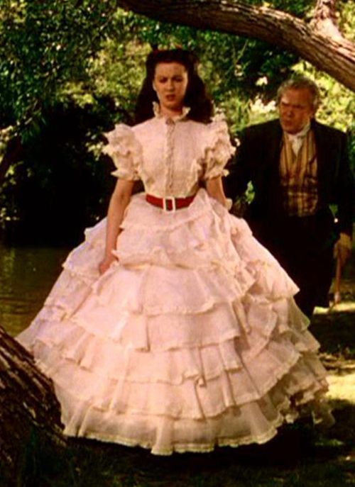 Vivien Leigh Scarlett O'Hara White Ruffled Dress Gone With The Wind Costumes