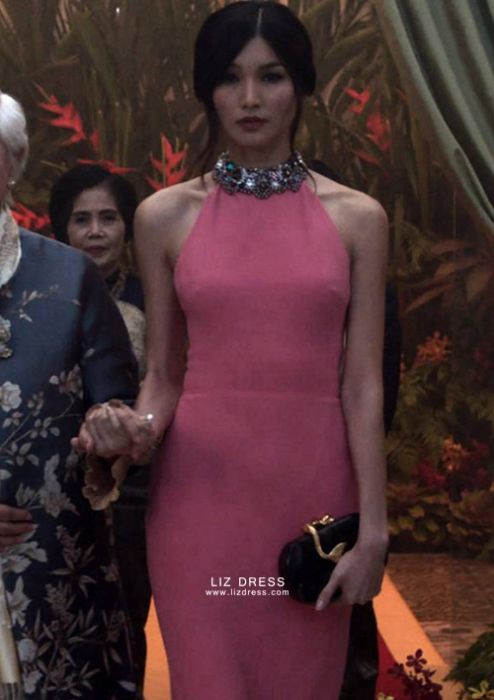 Gemma Chan Pink Formal Prom Celebrity Dress Crazy Rich Asians